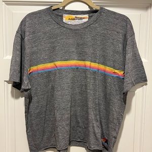AVIATOR NATION Charcoal striped T-shirt